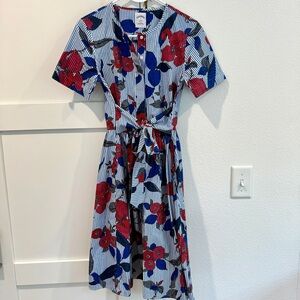 BROOKS BROTHERS 100% COTTON DRESS. SIZE 2. NWOT.  RED, WHITE & BLUE (3084)